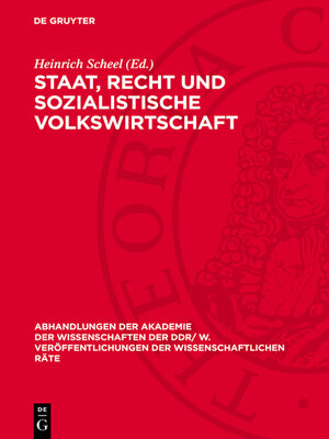 cover image of Staat, Recht und sozialistische Volkswirtschaft